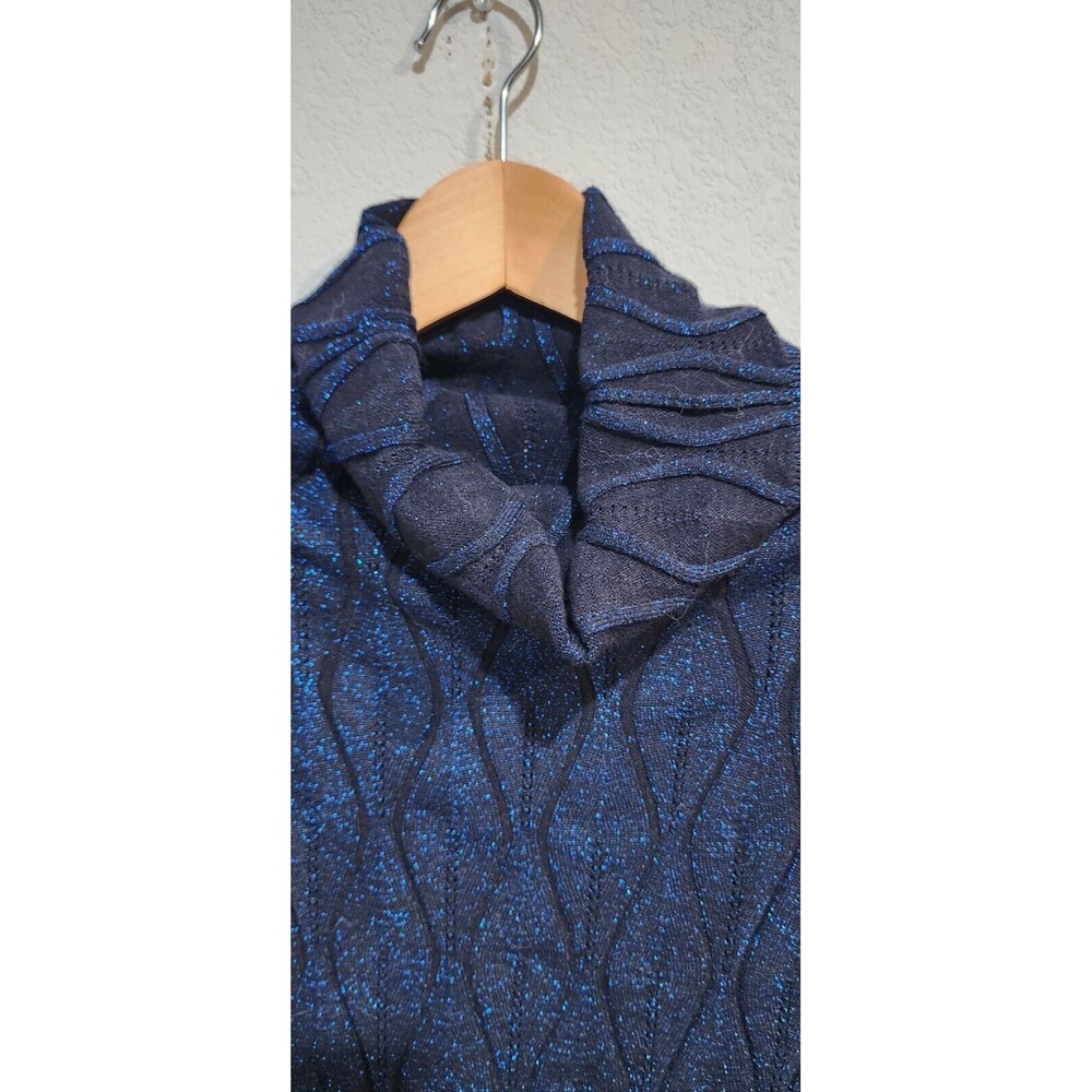 Venus Tunic Jumper Size L Electric Blue Glittery Turtle Neck Stretchy Sweater - Picture 5 of 12